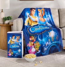 Disney Cinderella Classic VHS Tape Plush Throw Blanket – New & Sealed picture