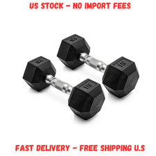 SALE CAP Barbell, 15lb Coated Rubber Hex Dumbbell, Pair picture