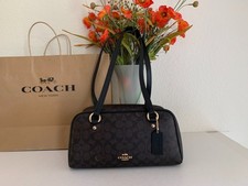 NWT COACH CFP04 Sydney Shoulder Bag in Signature Canvas & Leather Walnut Black picture