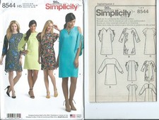 S 8544 sewing pattern DRESS w/ Neckline & Sleeve variations sew sizes 6~14 UNCUT picture
