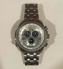 Citizen Eco-Drive Chronograph Slide Rule Tachymeter Date Silver SS 100m Men's picture