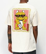  Zumiez A-Lab Feline Lucky Cream Cool Tee Shirt New  picture