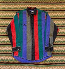 VTG 90s Wrangler Brushpopper Striped Western Shirt Size XL USA Made Multicolor picture