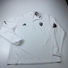 NEW Adidas Indiana Hoosiers 1/4 Zip Pullover Shirt Mens Large White BCA NCAA picture