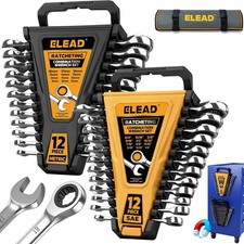 24-Piece Ratcheting Wrench Set, Metric 6-18mm & SAE 1/4