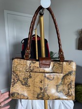 Patricia Nash map print handbag with brown braided handles picture