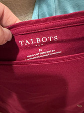 Talbots 2-Pack Cotton Scoop Neck 3/4 Sleeve Knit T-Shirts Red/Orange M picture