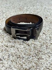 Vintage Bally Italian Leather Belt 36 Black Textured Silver Buckle American Made picture