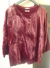 White Stuff Crushed Velvet Blouse Top Modal Cotton size 14 Purple Casual Smart picture