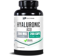 HealthFare Hyaluronic Acid 200mg, 200 Vegan Capsules - Gluten Free, Non-GMO picture