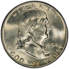 1954-D PCGS MS65 FBL (Gem) Franklin Half | Sharp Luster | 40th Anniversary Label picture