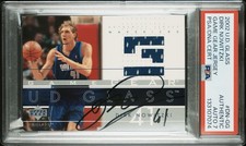 2002 UD UPPER DECK GLASS DIRK NOWITZKI GAME GEAR JERSEY SIGNED PSA AUTO 7 picture