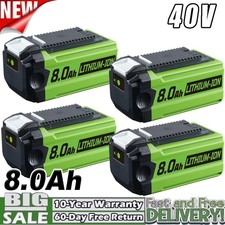 4X 40V 8.0Ah Li-ion High Capacity Battery for greenworks G-MAX 29472 29462 29252 picture