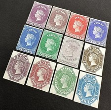 Ceylon 1857-1859 QV Victoria Complete Impref Set MNH Reproduction Stamp sv picture