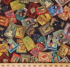 Cotton Antique-look Classics Book Covers Cotton Fabric Print by the Yard D775.85 picture