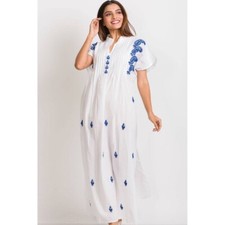 Sevya Maxidress CoverUp Saguna Blue Embroidered Caftan Handmade & Fair Trade picture