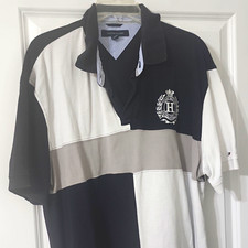 TOMMY HILFIGER Men's XL Cotton Colorblock Polo Shirt Embroidered Logo picture