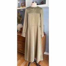UN3D. Back flare Satin Maxi Dress Sage Green Size 38 / 2 picture