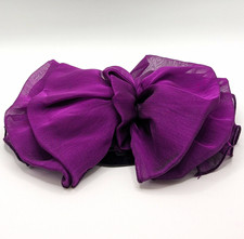 Vintage Capelli New York Purple Sheer Organza Hair Bow Barrette Original Tag picture