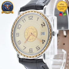 [N MINT] HERMES Serie Ivory Dial 32mm Date Quartz Vintage Men's Watch From JAPAN picture