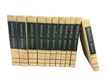 Lot 11 Vintage 1970 World Book Encyclopedia Hardcover Cream Gold Decor Books picture