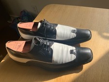 Mens Mezlan Galliano Black & White Leather Wingtip Oxford Dress Shoes Size 14M picture
