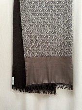 Vintage Hermès Paris Cashmere Wool Reversible Scarf Brown Fringe Made in France picture