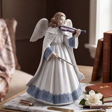 Vtg. Lladro 6126 Angelic Violinist Angel Tree Topper Porcelain Figurine Box 7.5