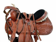 WESTERN SADDLE TRAIL PLEASURE BARREL RACING TOOLED LEATHER TACK SET 15 16 17 picture