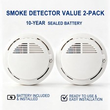 2 Pack Smoke Alarm Detector Home Fire Safety Sensor Alert Battery Included 2026 picture