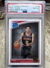 2018 19 Panini Donruss Rated Rookies Trae Young Proof Silver 234/349 PSA 10 picture