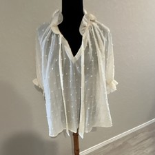 Umgee Women's Cream Colored Dot Blouse picture