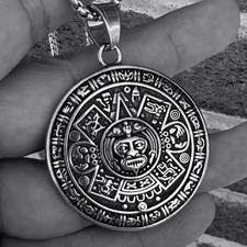 JXC Mens Mexico Mexican Aztec Mayan Sun Calendar Pendant Necklace For Men Women picture