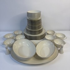 52 Pc Vintage LENOX Olympia Platinum Trim 6pc Settings, 3 Serving, Salt/Pepper picture