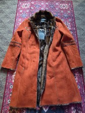 Vintage Terry Lewis Classic Luxuries Faux Fur Coat Size Orange/Brown Small picture