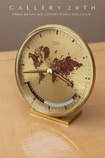KIENZLE GERMAN WORLD DESK CLOCK QUARTZ 60S ART DECO MID CENTURY MODERN GOLD VTG picture