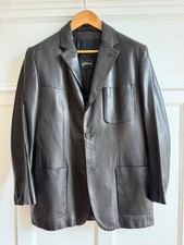 Brioni Men’s Black Lambskin Leather Sport Coat Blazer Patch Pockets IT 48 US 38 picture