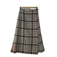 Vtg Unbranded Women Small Gray Black Red Tartan Plaid Wool Kilt Skirt Scotland picture