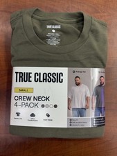 True Classic 4 Pack Classic Crew Neck Tees Size Small - Green/Army/Grey/White picture