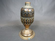 Antique coconut brass nickel silver inlaid hookah lamp base Indian picture