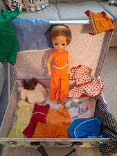 1950s/60s Bell Doll With 1960s Mid Century Mod Outfits And 1960s Hangars. picture