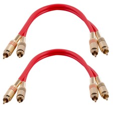 2 Pack of 1 Foot 2-RCA Male to 2-RCA Male Audio Patch Cables - Red and Red picture
