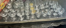 Vintage Clear Glassware Mixed Lot – Etched Floral, Gold Rim, Goblets, Stemware picture