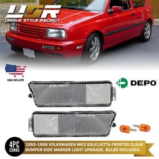 DEPO Clear Bumper Side Marker Lights Pair For 1993-99 VW Golf/GTi/Jetta 3 Mk3 picture