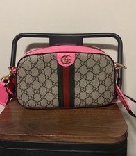 Gucci Ophidia  Leather Crossbody Bag Pink Trim picture