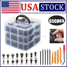 650Pcs Car Retainer Auto Fasteners Push Trim Plastic Clips Pin Rivet Bumper Kit picture