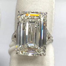 7.10Ct Emerald-Cut E/VS1 Lab Grown Diamond Solitaire Wedding Ring 14K White Gold picture