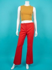 Vintage 1970s Bright Red Low Rise Polyester Bell Bottoms Size M picture