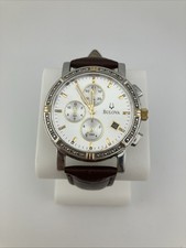 Vtg 2007 Bulova Men 38mm Watch Two Tone Chronograph Date Diamond Bezel -RUNS picture