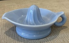 McKee Delphite Poudre Blue Milk Glass Loop Handle Lemon Juicer Reamer 1930s picture